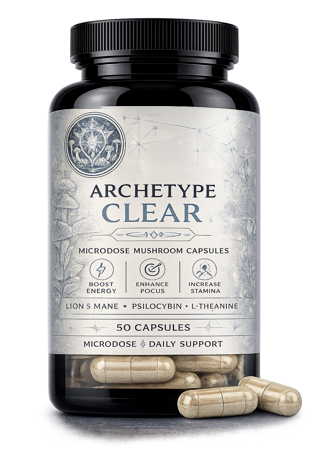 ARCHETYPE CLEAR Microdose Mushroom Capsules (Bottle of 50)