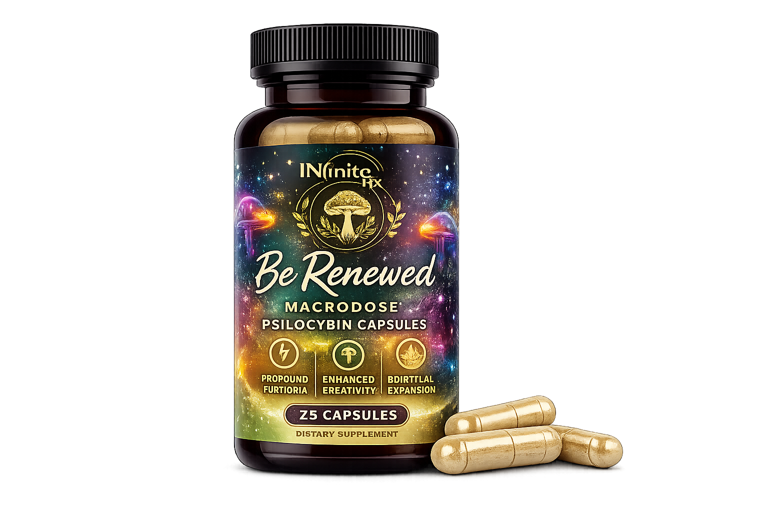 Be Renewed Macrodose Psilocybin Capsules (25 Capsules)