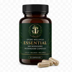 Spore Wellness (Essential) Microdosing Mushroom Capsules (25 or 100 Capsules)