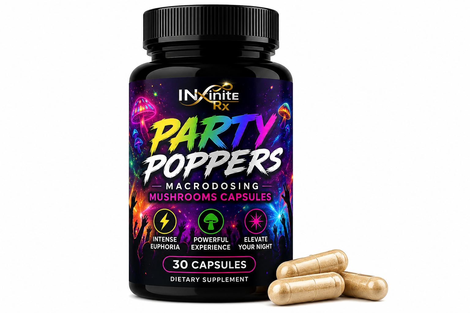 INfinite Rx Party Poppers Macrodosing Mushrooms Capsules